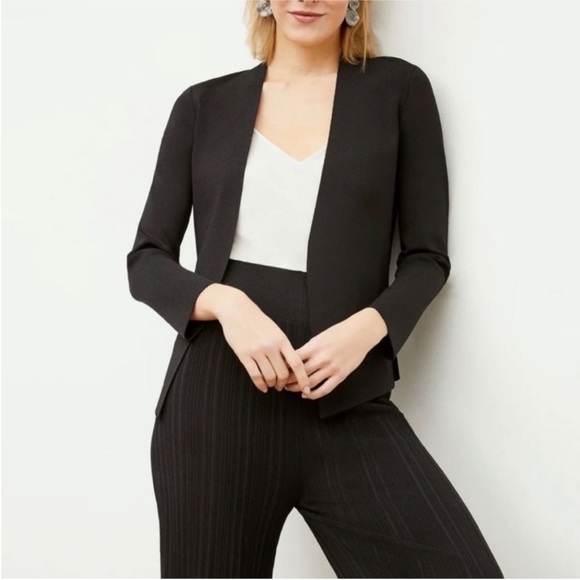 MM Lafleur Woolf Jardigan Ribbed Black Knit Cardigan Blazer New Size Small - Picture 2 of 11